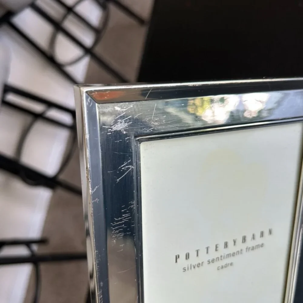 Pottery Barn Silver Sentiment Picture Photo Frame 5X7 